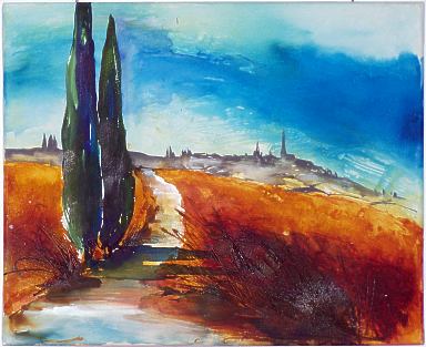 Toscana von Sonja Erlebach - Aquarellfarben mit Aquacryl