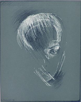 Portrait von Alexander Kowarzyk - weiße Tusche mit Kohle auf getöntem Papier