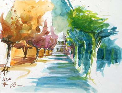 Allee - schnelles Aquarell von Andrea Walla