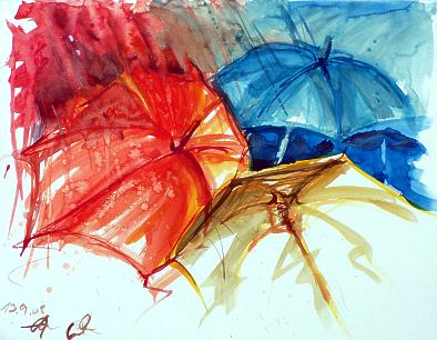 Regenschirme - schnelles Aquarell von Andrea Walla